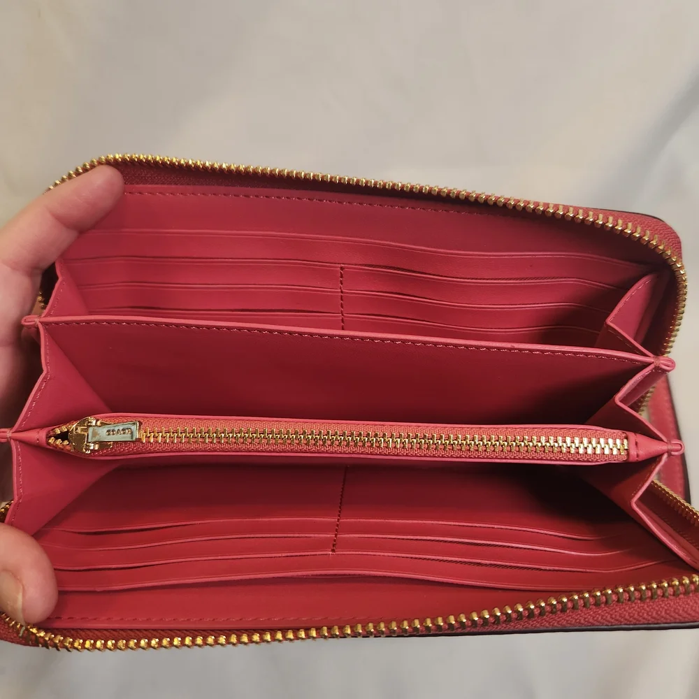 Coach Long Zip Around Leather Wallet Or Wristlet With Horse And Carriage - Picture 9 of 13